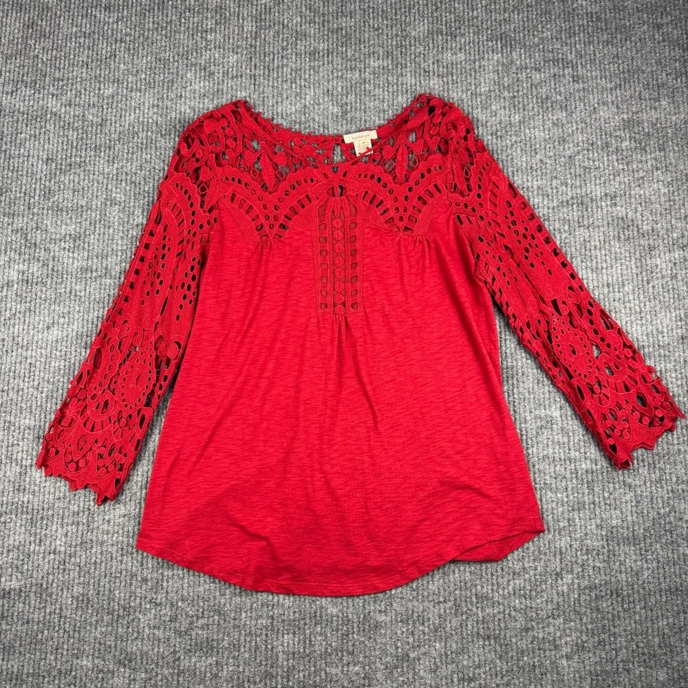 Sundance Blouse Womens M Long Sleeve Lace Cottagecore Boho Peasant Romantic